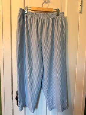 Vintage Mr. MAX Light Blue and White Striped Elastic Waist Pants size Large